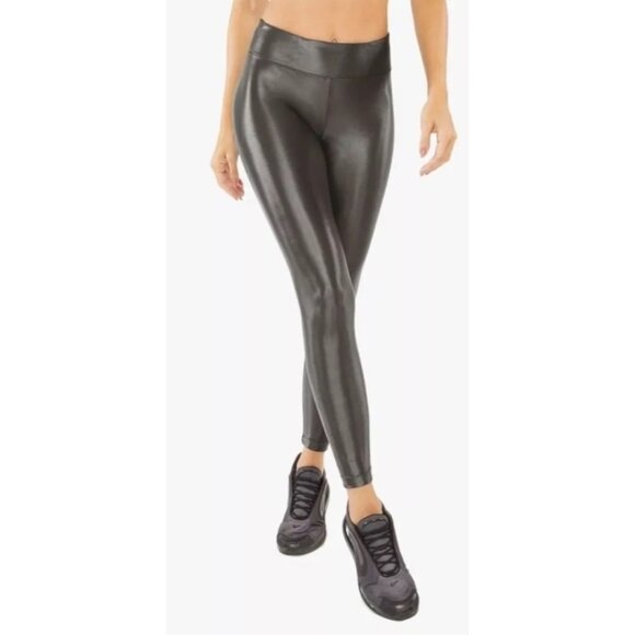 Koral Black Shiny High Waist Sexy Casual Athletic Athleisure Wear Leggings - Picture 13 of 14
